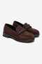 Women's Dark Brown Premium Suede Handmade Knitted Detailed Masculine Loafer