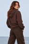 Weber Brown Crew Neck Embroidered Oversize Women's Sweatshirt - 3