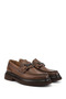 Men's Tan Antique Genuine Leather Loafer Shoes - 2