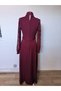 Women's long sleeve turtleneck dress with drop detail, belted waist, and slit - janjan crepe - 6