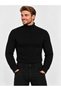 Men's Black Full Turtleneck Knit Sweater - 3