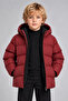 Boy's Burgundy Fleece Lined Fur Hooded Waterproof Wind Resistant Inflatable Winter Coat - 2