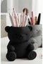 3D Printed Cute Teddy Bear Pen Holder - Desktop Organizer - Black - 2