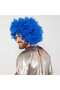 Blue Color Curly Afro Bonus Wig - 3