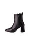 2630 Genuine Leather and Suede Women's Zippered Heeled Boots Black - 4