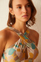 Multicolored Merry Patterned Halter Bikini Top - 2