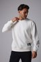 Men's Oversize Sweatshirt with Label Detail Ecru