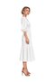 Vs-1025 White Double Breasted V-Neck Balloon Sleeve Ruffle Skirt Midi Dress - 3