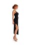 Vs-1023 Butterfly Black Thin Strap Gathered Slit Midi Dress - 3
