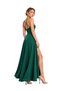 Vs-1039 Romina Dark Green Degaje Collar Thin Strap Slit Maxi Dress - 2