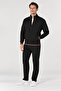 Men's Regular Fit Cotton Zippered Stripe Detail Stretch Fabric Tracksuit Set