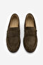 Women's Genuine Leather Oval Toe Moccasin Stitched Drawstring Loafer Casual Shoes Lefora Khaki Suede - 7