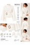 Women's White Modal Draped Belted Blouse – High Collar Wide Sleeve Stylish Blouse - 4