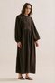 Muslin Volume-Enhanced Long Dress Dark Brown - 3