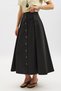 Lula Buttoned Skirt with Pleat Detail Black - 3