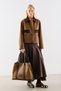 Velvet Collar Pocketed Short Jacket Khaki - 3