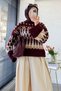 Pinterest Model Zigzag Patterned Short Knit Sweater -Plum - 5