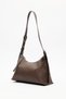Textured Leather Shoulder Bag Brown - 3