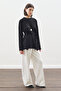 Black Blouse with Tie-Up Detail at the Waist