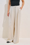 Linen Blended Pleated Pants Natural - 3