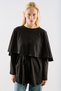 Cape-Style Belted Tunic Black - 3