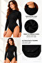 Women's Viscose High Neck Bodysuit Set of 2 Black-White - 8