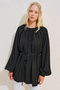 Textured Balloon Sleeve Draped Tunic Black