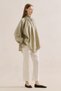 Gi̇peli̇ Linen Balloon Sleeve Blouse Green - 2