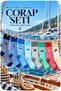 Marine Themed Embroidered Socks Set of 8 – Striped Colorful Socks