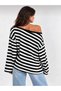 Women's Off Shoulder Boat Neck Oversize Long Sleeve T-Shirt - 3