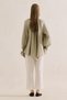 Gi̇peli̇ Linen Balloon Sleeve Blouse Green - 7
