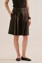 Linen Pleated Bermuda Shorts Dark Brown - 3