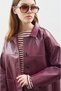 Classic Cut Leather Jacket Mürdüm - 4