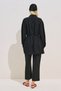 Linen Mixed Balloon Sleeve Long Tunic Black - 7