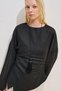 Linen Asymmetric Long Sleeve Blouse Black - 2