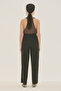 Wide Pleated Detail Ke Belt Pants Brown - 8