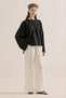 Linen Wide Sleeve Bluse Black