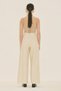 Wide Pleated Detail Ke Belt Pants Beige - 6