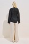 Linen Asymmetric Long Sleeve Blouse Black - 8