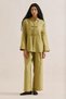 Linen Design Tie-Up Jacket Oil Green - 2