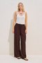 Textured Tie-Up Pants Dark Brown