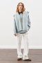 Square Neck Tie-Up Knitwear Scarf Blue - 5