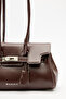 Brown Bag with Buckle Detail and Cover - 3