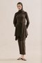 Asymmetric Skirted Turkish Swimsuit Set Brown - 2