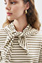 Stripe T-Shirt with Shawl Detail, Khaki - 3
