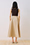 Lula Buttoned Skirt with Pleat Detail, Sand Color - 6