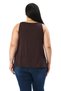 Plus Size V-Neck Flared Cut Brown Blouse - 3