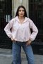 Checkered Fabric Lined Hooded Jacket Pink