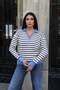 Polo Collar Striped Half-Zip Knitwear Sweater Blue