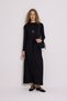 Drape Long Sleeve Dress Black - 2
